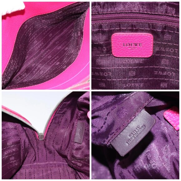 LOEWE Anagram Hand Bag Leather Pink Gold Auth yk17930 - Picture 15 of 16